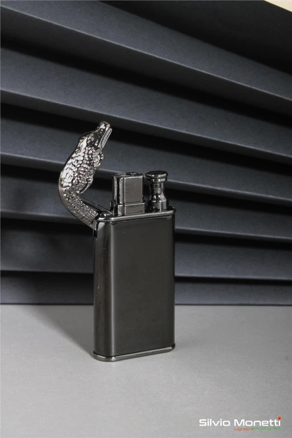 Silvio Monetti Siyah Timsah Model Gazlı Çakmak 24CSM802MR01 - Resim 3