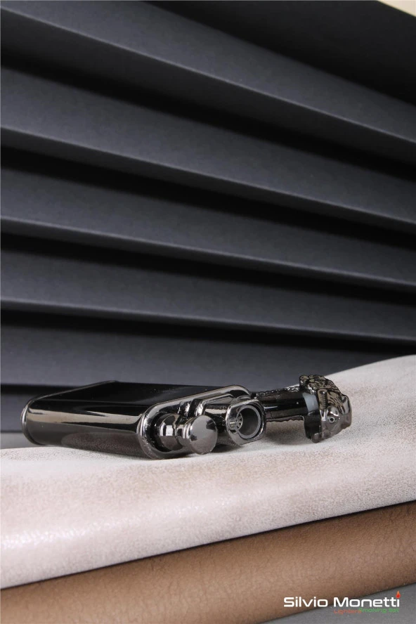 Silvio Monetti Siyah Timsah Model Gazlı Çakmak 24CSM802MR01 - Resim 4