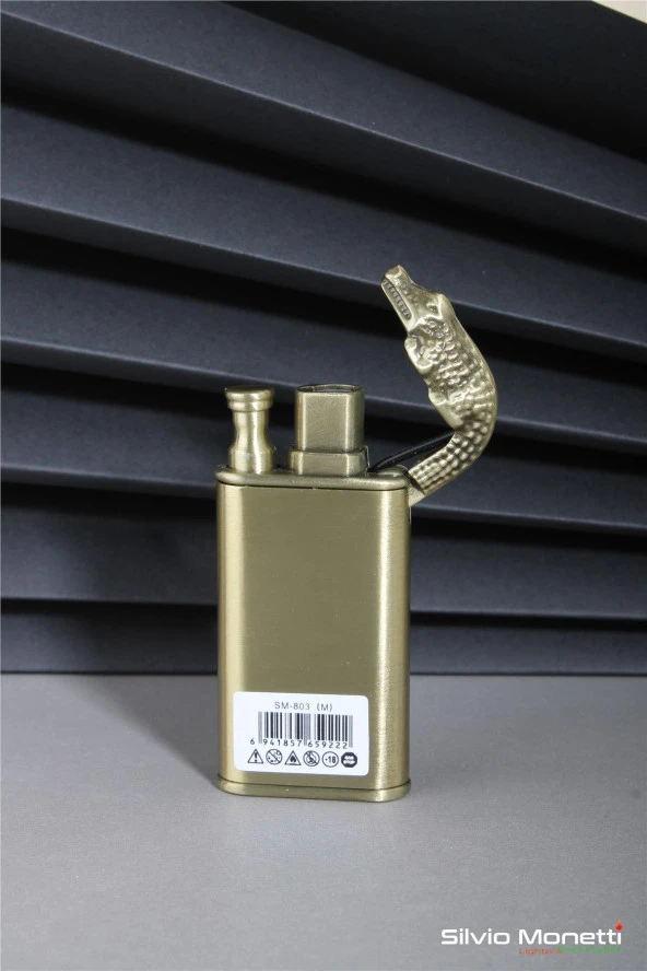 Silvio Monetti Bronz Kabartmalı Timsal İşlemeli Gazlı Çakmak 24CSM803MR02 - Resim 4