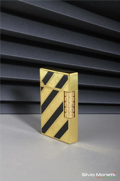 Silvio Monetti Siyah Altın Özel Tasarım Kapaklı Model Gazlı Çakmak 24CSM812ATR01 - Resim 2
