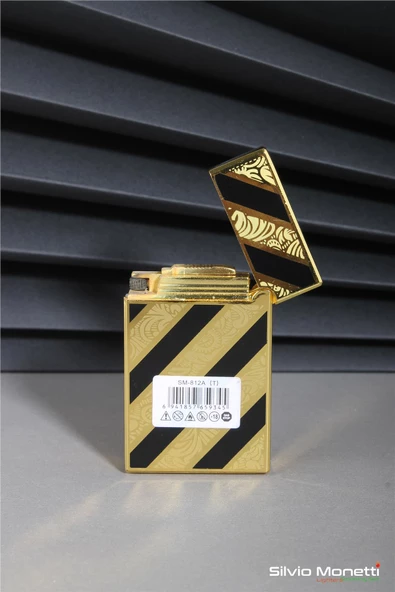 Silvio Monetti Siyah Altın Özel Tasarım Kapaklı Model Gazlı Çakmak 24CSM812ATR01 - Resim 4