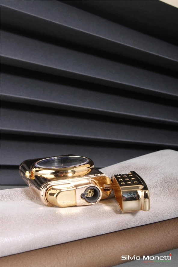 Silvio Monetti Altın Özel Tasarım Kapaklı Saatli Model Gazlı Çakmak 24CSM807BMR02 - Resim 5