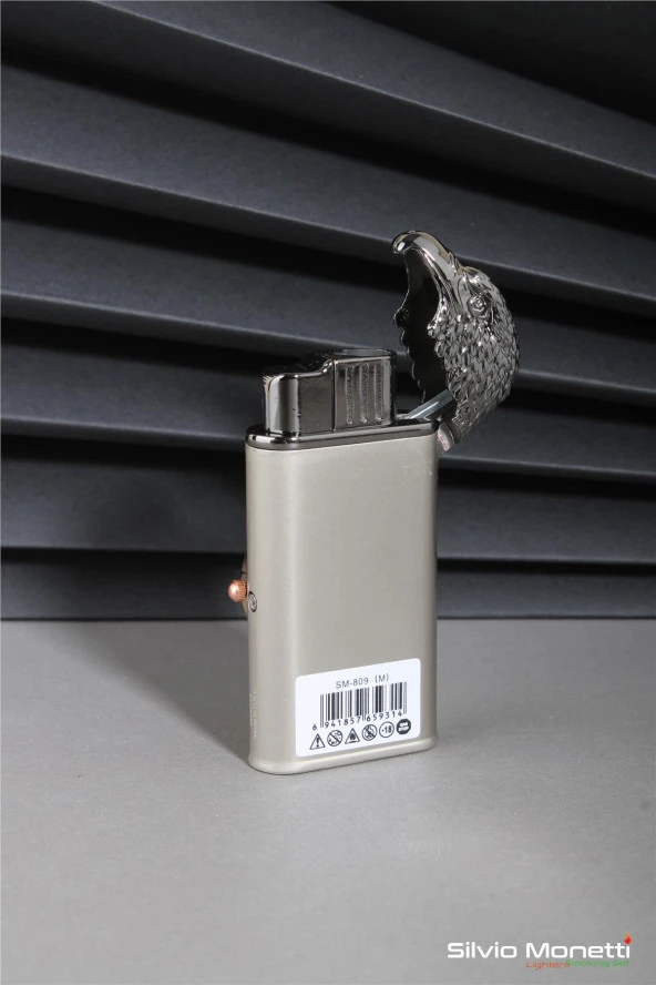 Silvio Monetti Gümüş Özel Tasarım Kapaklı Saatli Model Gazlı Çakmak 24CSM809MR02 - Resim 3