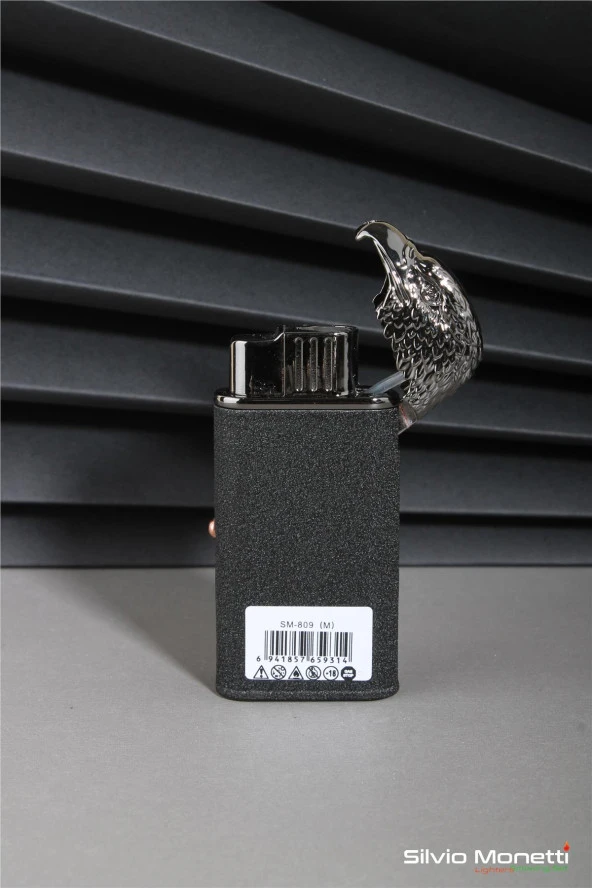 Silvio Monetti Siyah Özel Tasarım Kapaklı Saatli Model Gazlı Çakmak 24CSM809MR01 - Resim 3
