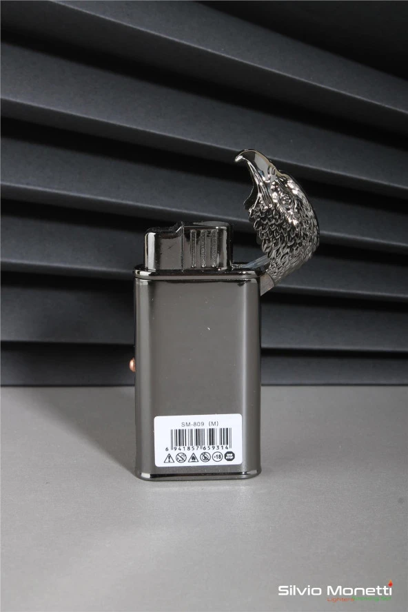 Silvio Monetti Siyah Özel Tasarım Kapaklı Saatli Model Gazlı Çakmak 24CSM809MR04 - Resim 3