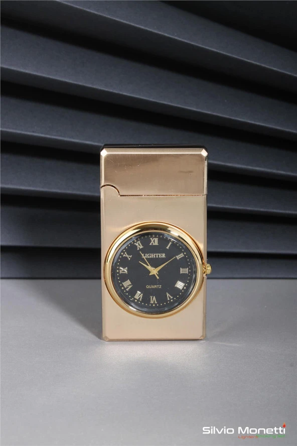 Silvio Monetti Altın Özel Tasarım Kapaklı Saatli Model Gazlı Çakmak 24CSM810MDZR02 ürün görseli