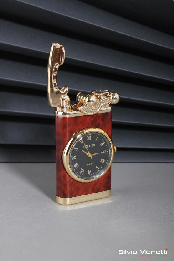 Silvio Monetti Bordo Özel Tasarım Kapaklı Saatli Model Gazlı Çakmak 24CSM811MR03 - Resim 3