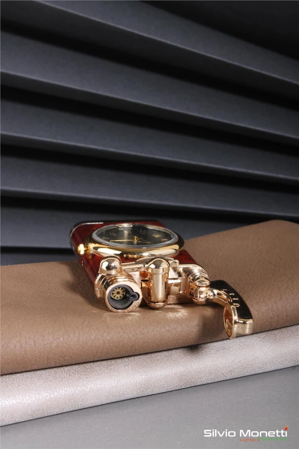 Silvio Monetti Bordo Özel Tasarım Kapaklı Saatli Model Gazlı Çakmak 24CSM811MR03 - Resim 4
