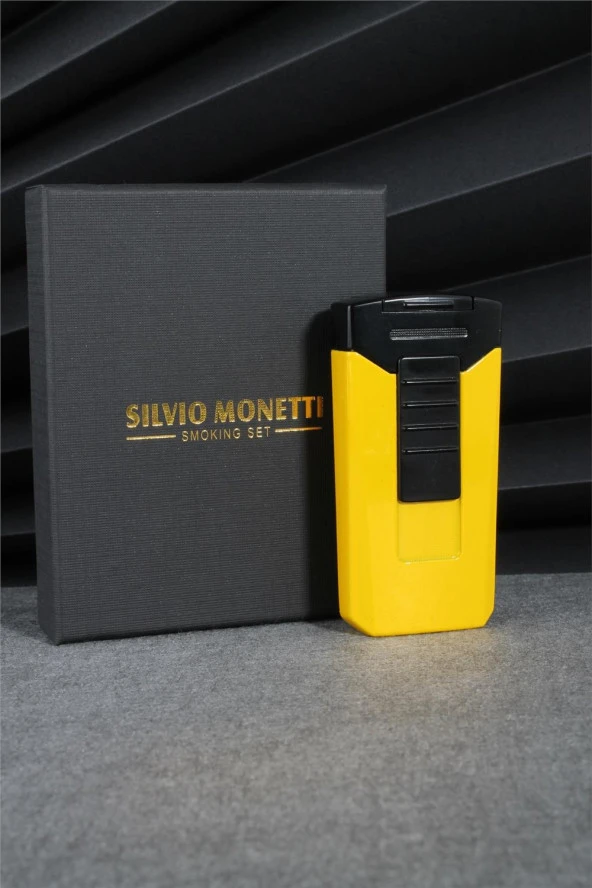 Silvio Monetti  Sarı Renk Çift Pürmüzlü Gazlı Çakmak  24CSM630MR01 - Resim 3