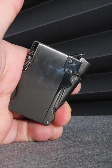 Silvio Monetti  Siyah Renk Özel Tasarım Pürmüz Gazlı Çakmak  24CSM881MR02 - Resim 7