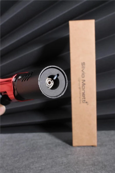 Silvio Monetti  Kırmızı Renk Özel Tasarım Pürmüz Gazlı Çakmak  24CSM876MR02 - Resim 2