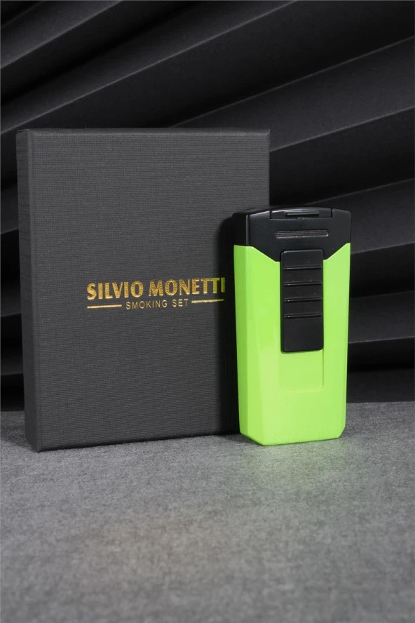 Silvio Monetti  Yeşil Renk Çift Pürmüzlü Gazlı Çakmak  24CSM630MR06 - Resim 3
