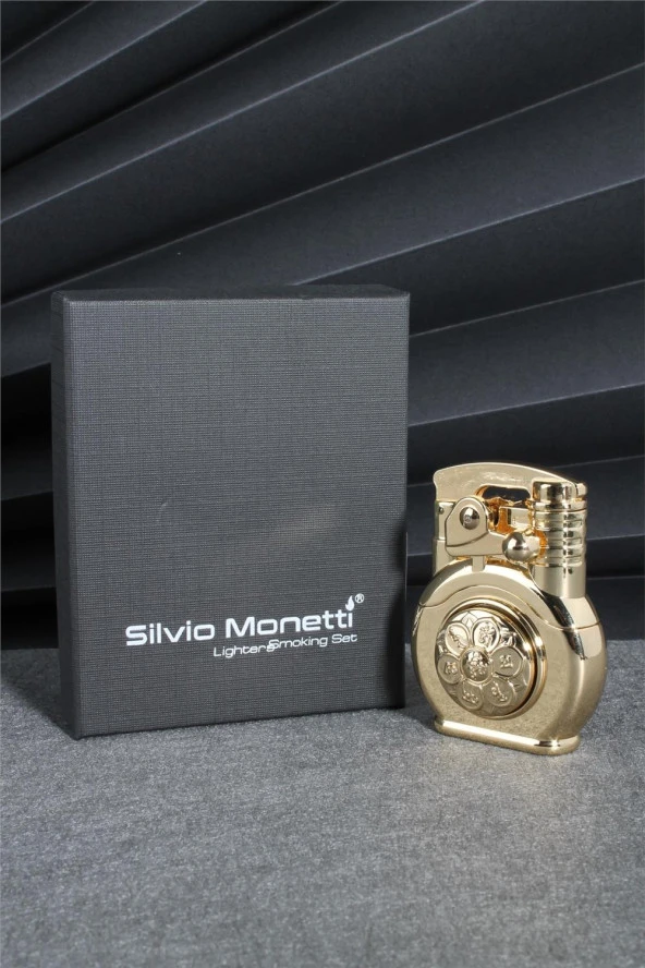 Silvio Monetti  Altın Renk Özel Tasarım Çarklı Gazlı Çakmak  24CSM891MR02 - Resim 2