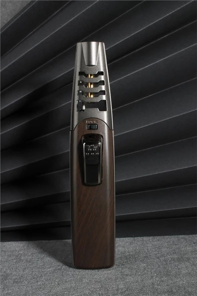 Silvio Monetti  Kahverengi Renk Güçlü Ahşap Desen Metal Başlık Pürmüz Gazlı Çakmak  24CSM898MR03 - Resim 2