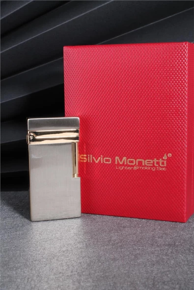 Silvio Monetti  Gri Renk Kapaklı Özel Tasarım Gazlı Çakmak  24CSM900TR01 - Resim 2