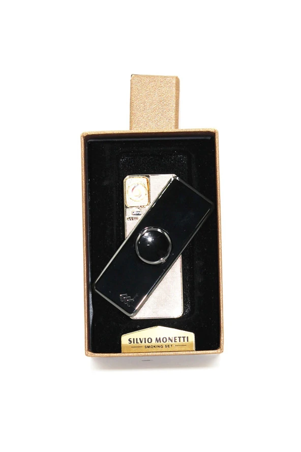 Silvio Monetti Siyah Şarjlı Usb Çakmak SMC414USR005 - Resim 3