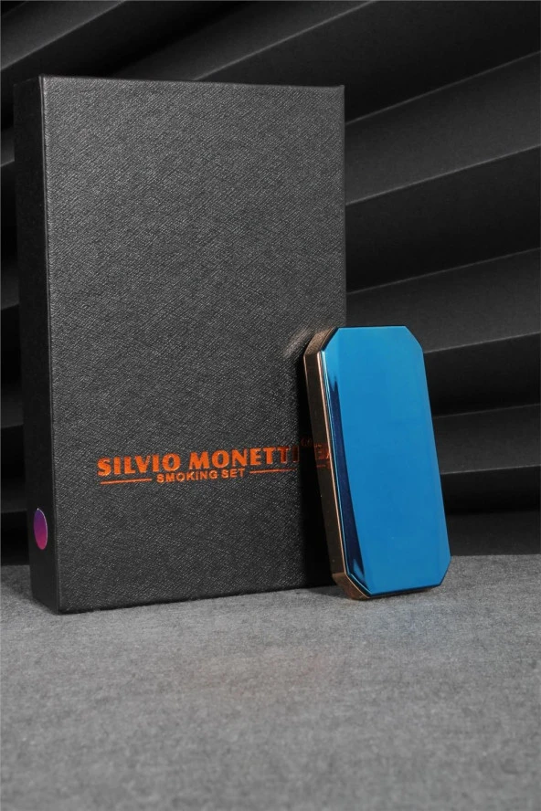 Silvio Monetti  Mavi Renk Tabut Kaydırmalı Şarjlı Çakmak  24CSM22104R01 - Resim 4