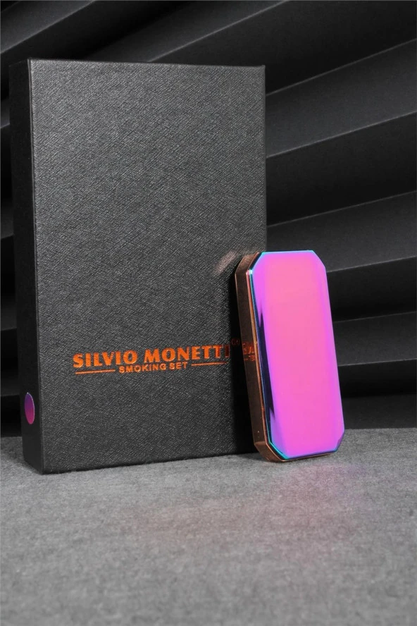 Silvio Monetti  Mor Renk Tabut Kaydırmalı Şarjlı Çakmak  24CSM22104R02 - Resim 3