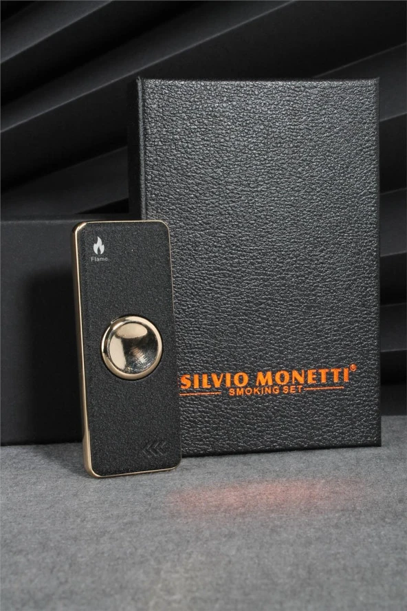 Silvio Monetti  Siyah Siyah Renk Ledli Ve Çarklı Şarjlı Çakmak  24CSM22105AR01 - Resim 4