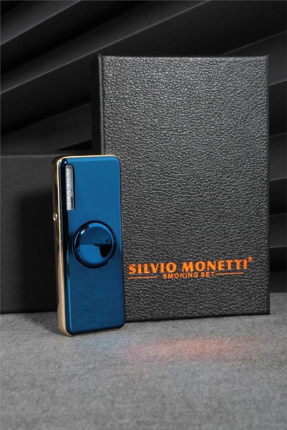 Silvio Monetti  Mavi Renk Ledli Ve Çarklı Şarjlı Çakmak  24CSM22105AR04 - Resim 4