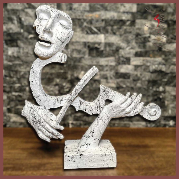 Keman Heykeli Çalmak Figür Dekoratif Obje Ve Biblo Masa Dekorasyon Salon Ofis Aksesuarları - 3