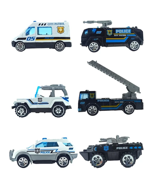 6'lı Metal Polis Araçları Seti ile Küçük Polisler Göreve Hazır!