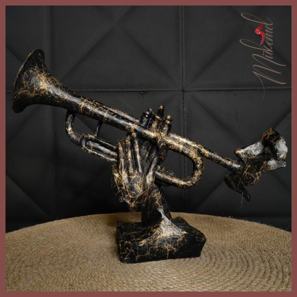 Trompet Heykel Üfleme Figür Dekoratif Obje Ve Biblo Masa Dekorasyon Salon Ofis Aksesuarları - Resim 3