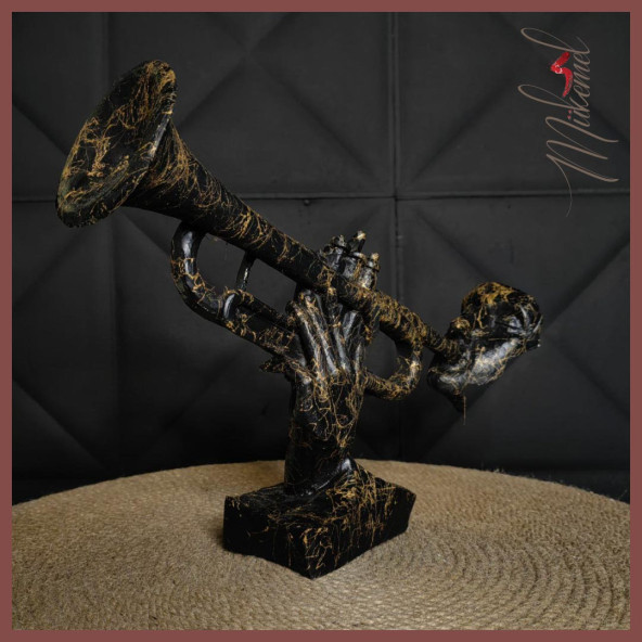 Trompet Heykel Üfleme Figür Dekoratif Obje Ve Biblo Masa Dekorasyon Salon Ofis Aksesuarları - Resim 4