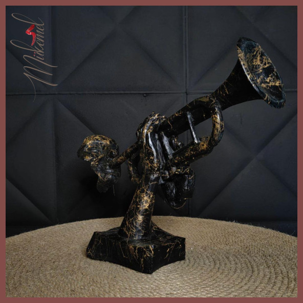 Trompet Heykel Üfleme Figür Dekoratif Obje Ve Biblo Masa Dekorasyon Salon Ofis Aksesuarları - Resim 5