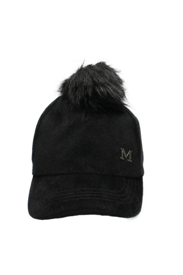 Cappello Kadın Siyah Tüylü Düz Şapka CAPMC202R001 - 2
