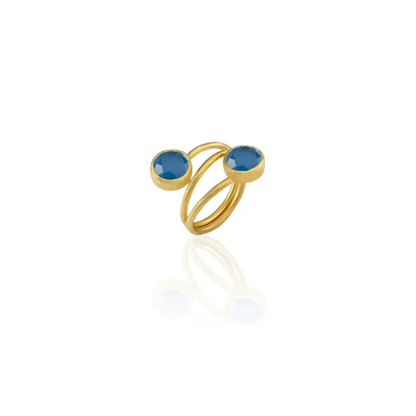 Kadir Jewellery 22 Ayar Altın Kaplama Zirkon Taşlı Ayarlanabilir Renkli Taşlı Yüzük - Resim 9