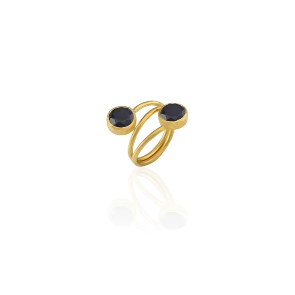 Kadir Jewellery 22 Ayar Altın Kaplama Zirkon Taşlı Ayarlanabilir Renkli Taşlı Yüzük - Resim 10