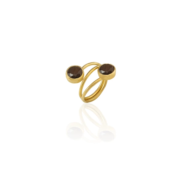 Kadir Jewellery 22 Ayar Altın Kaplama Zirkon Taşlı Ayarlanabilir Renkli Taşlı Yüzük - Resim 4