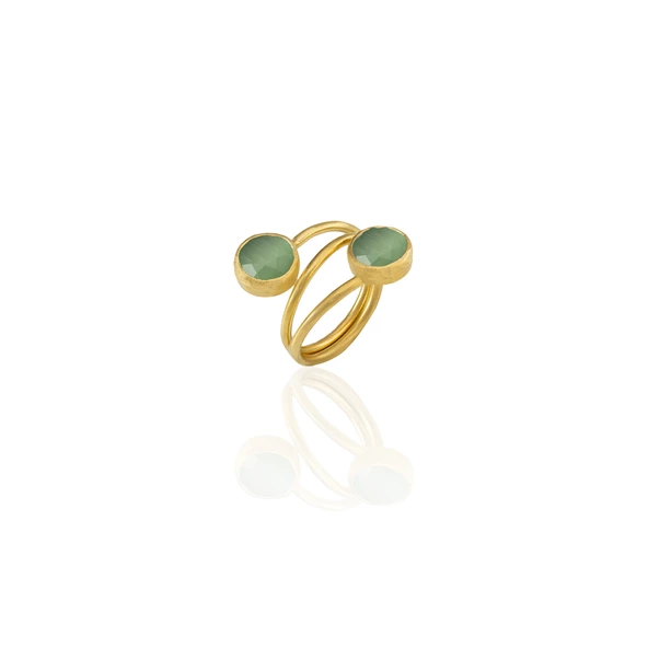 Kadir Jewellery 22 Ayar Altın Kaplama Zirkon Taşlı Ayarlanabilir Renkli Taşlı Yüzük - Resim 3