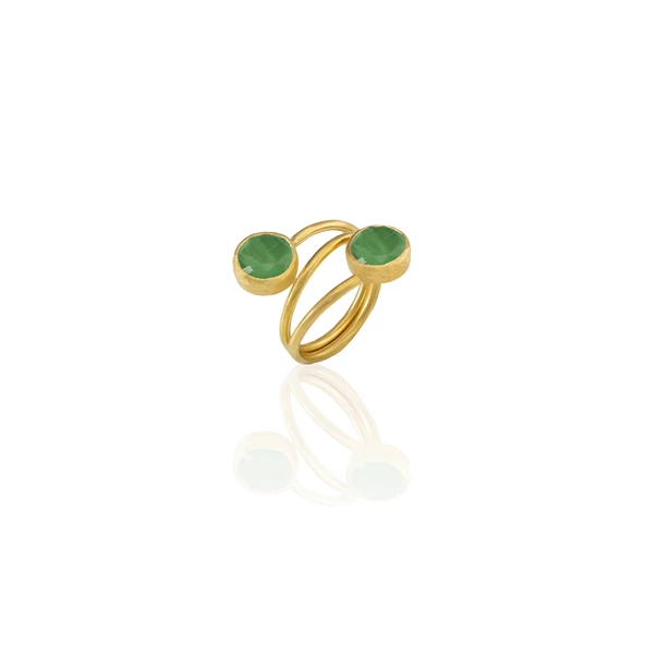 Kadir Jewellery 22 Ayar Altın Kaplama Zirkon Taşlı Ayarlanabilir Renkli Taşlı Yüzük - Resim 2