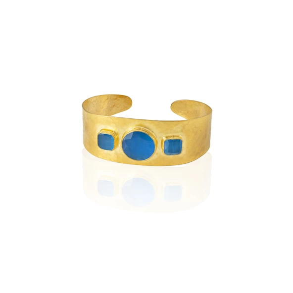Kadir Jewellery 22 Ayar Altın Kaplama El İşçiliği Zirkon Taşlı Kadın Kelepçe Bilezik - 10