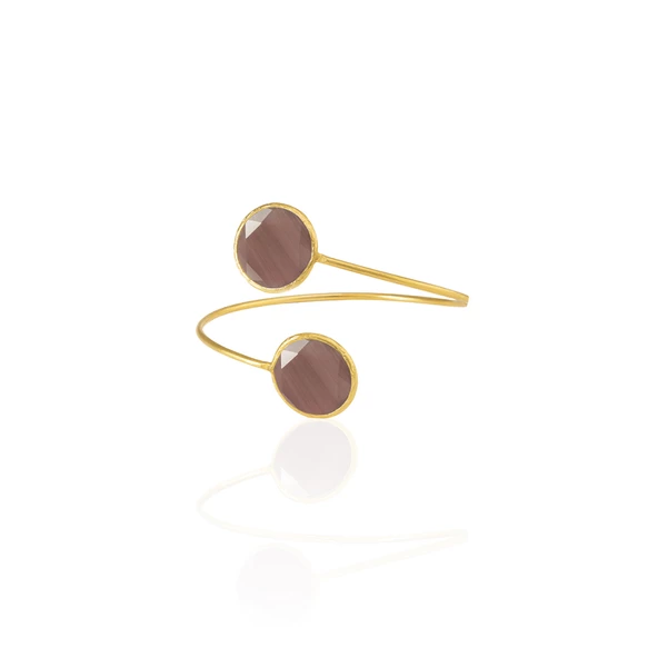 Kadir Jewellery 22 Ayar Altın Kaplama Zirkon Taşlı Ayarlanabilir Trend Bilezik - 8