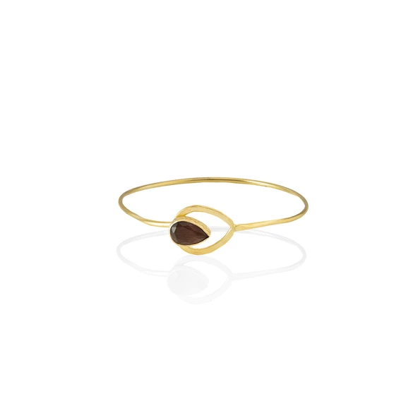 Kadir Jewellery 22 Ayar Altın Kaplama El İşçiliği Zirkon Taşlı Kadın Kelepçe Bilezik - 5