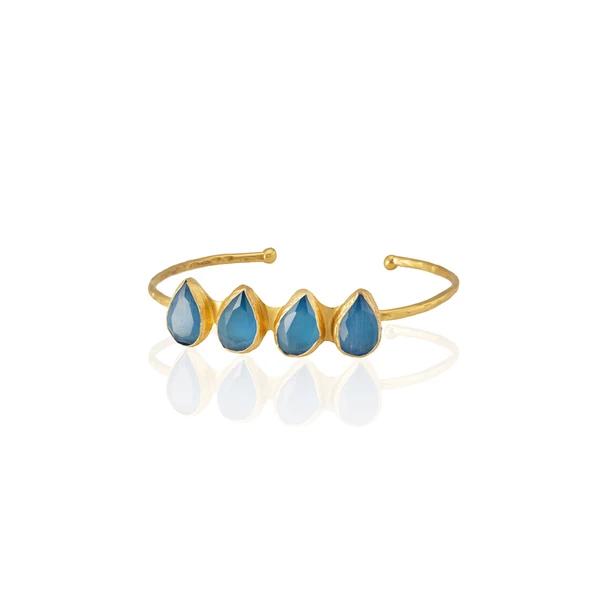 Kadir Jewellery 22 Ayar Altın Kaplama Zirkon Taşlı Ayarlanabilir Trend Bilezik - 10