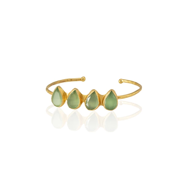 Kadir Jewellery 22 Ayar Altın Kaplama Zirkon Taşlı Ayarlanabilir Trend Bilezik - 4
