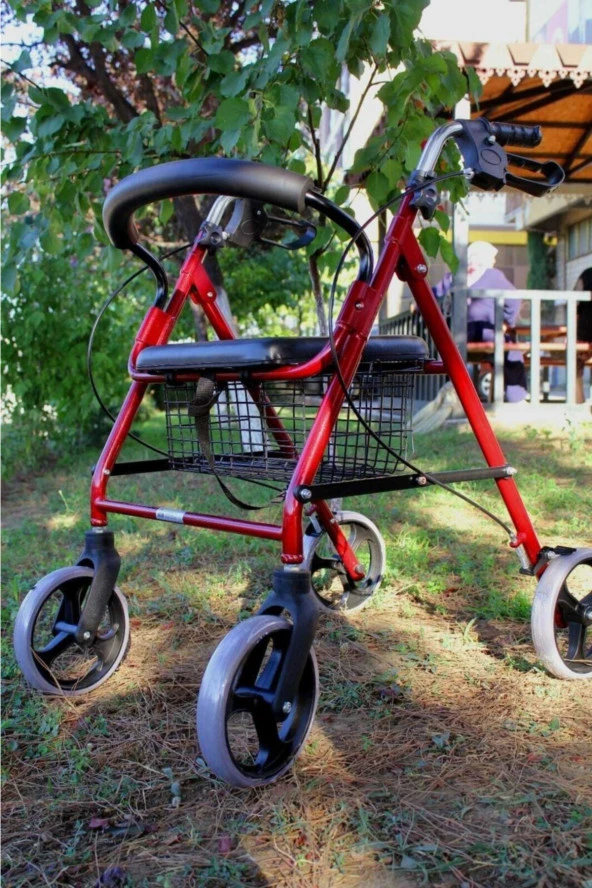 POYLİN Tekerlekli Sandalye Tekerlekli, Frenli, Sepetli Hasta Yardım Yürüteç Tekerlekli Sandalye