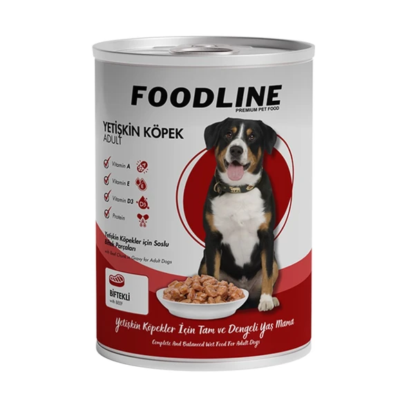 Foodline Karışık 2 çeşit Yetişkin Köpek Konservesi 400 Gr x 12 Adet - 3
