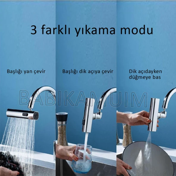 Akıllı Musluk Üç Kademeli Ayarlanabilir Mutfak Armatür Lüx Musluk Başlığı Çeşme Lavabo - 3