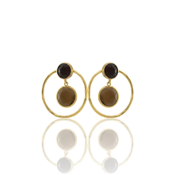 Kadir Jewellery 22 Ayar Altın Kaplama Kadın Halka Küpe -El İşçiliği Ve Hipoalerjenik Küpe - Resim 6