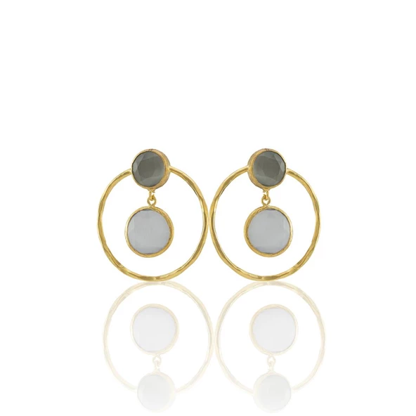 Kadir Jewellery 22 Ayar Altın Kaplama Kadın Halka Küpe -El İşçiliği Ve Hipoalerjenik Küpe - Resim 5