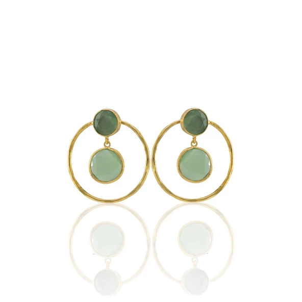 Kadir Jewellery 22 Ayar Altın Kaplama Kadın Halka Küpe -El İşçiliği Ve Hipoalerjenik Küpe - Resim 2