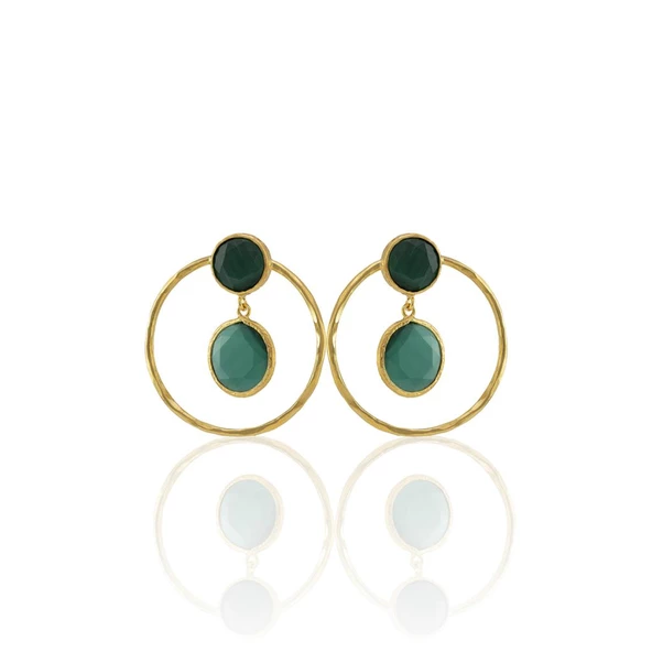 Kadir Jewellery 22 Ayar Altın Kaplama Kadın Halka Küpe -El İşçiliği Ve Hipoalerjenik Küpe - Resim 11