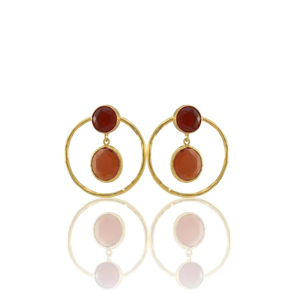 Kadir Jewellery 22 Ayar Altın Kaplama Kadın Halka Küpe -El İşçiliği Ve Hipoalerjenik Küpe - Resim 7