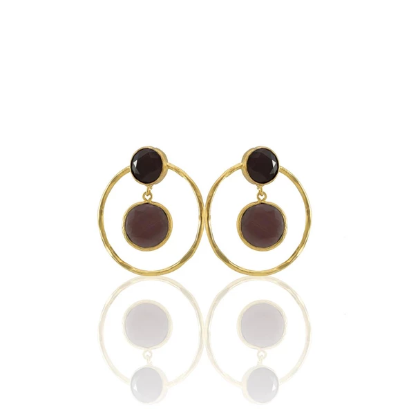 Kadir Jewellery 22 Ayar Altın Kaplama Kadın Halka Küpe -El İşçiliği Ve Hipoalerjenik Küpe - Resim 8