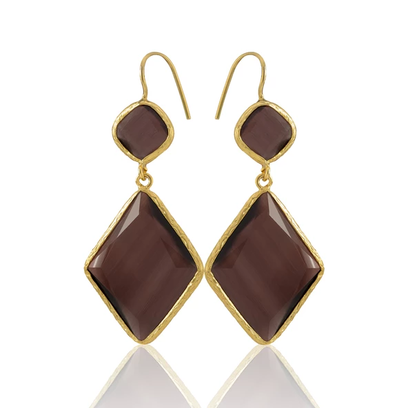 Kadir Jewellery 22 Ayar Altın Kaplama Kadın Sallantılı Küpe -El İşçiliği Ve Hipoalerjenik Küpe - 7
